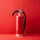Roter Feuerlöscher auf rotem Hintergrund