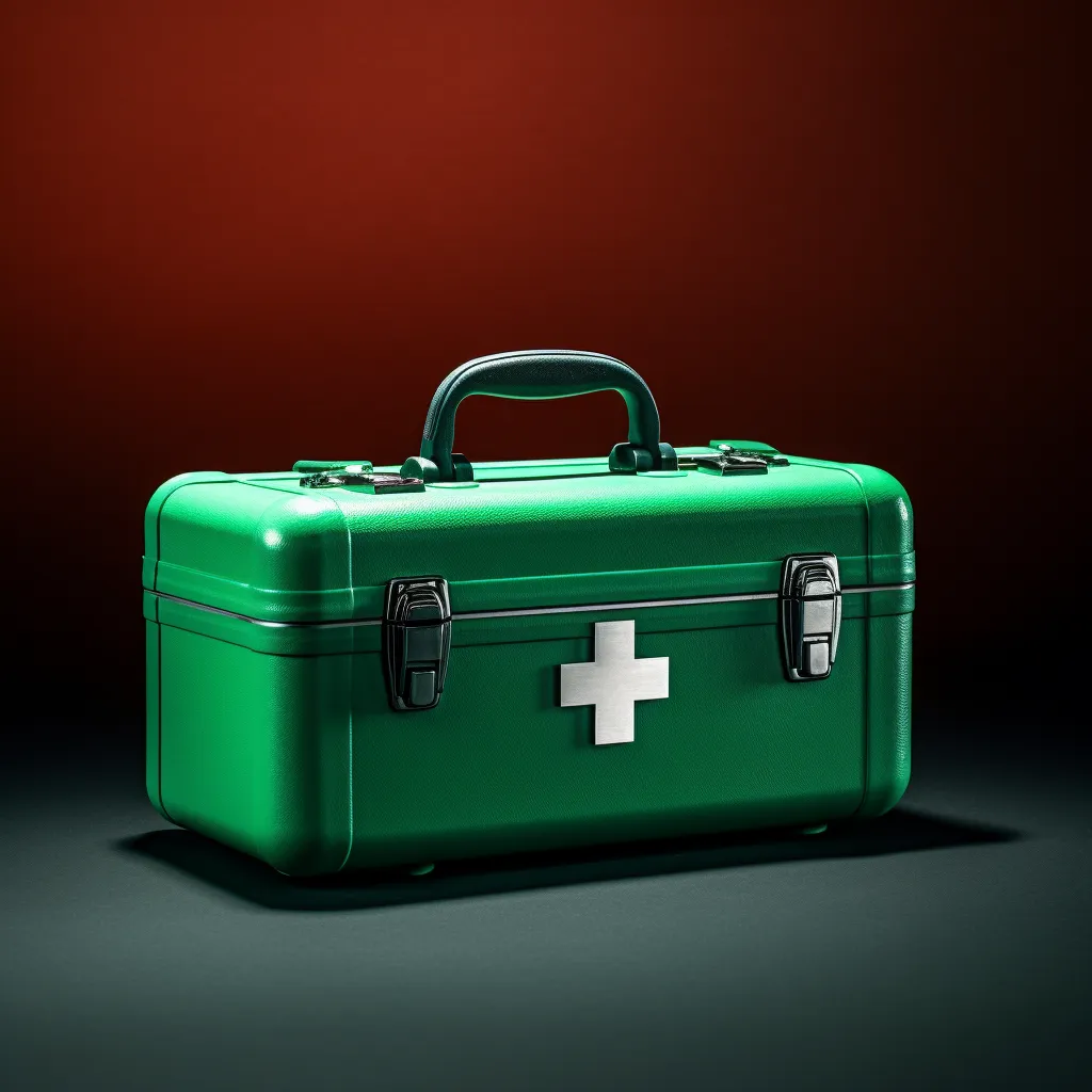 4.png A first aid kit with a green cross symbol on it, photo